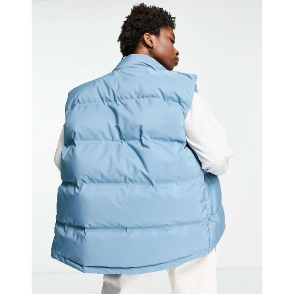 Weekday Dusty Blue Sleeveless Zip Up Layer Puffer Vest Women’s Size XS - Picture 4 of 13